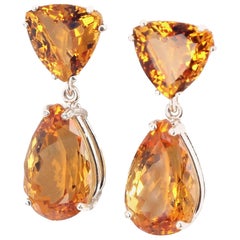30.83 Carats Citrine Sterling Silver Stud Earrings