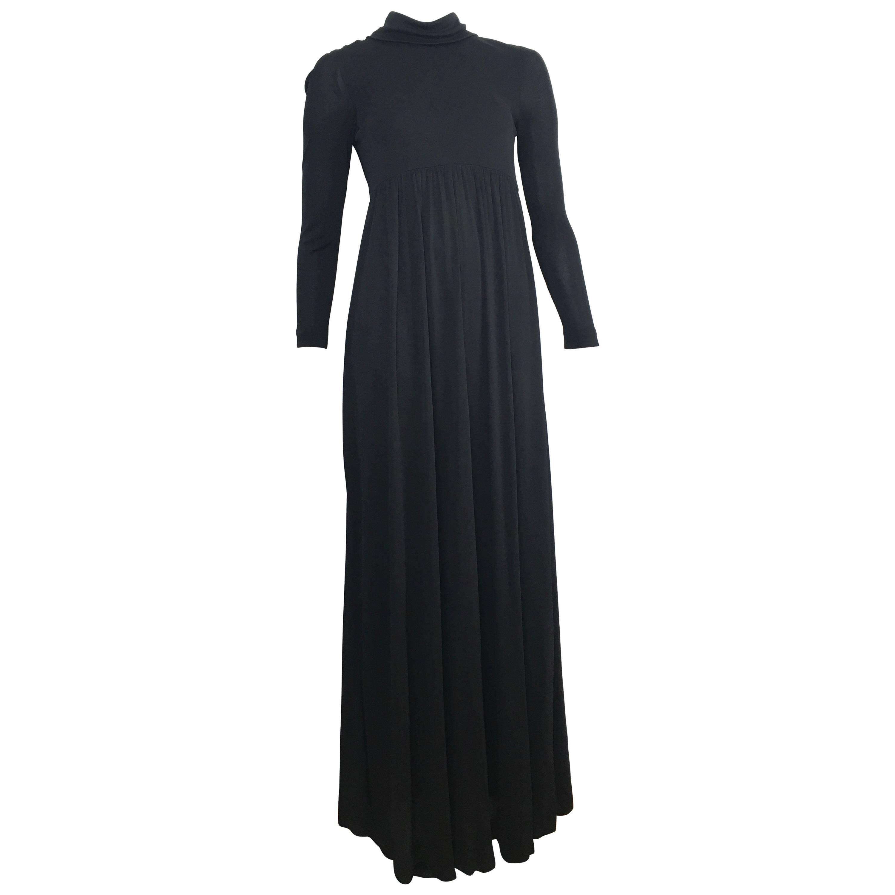 Joseph Magnin 1960s Black Jersey Maxi Dress Size 4.  For Sale