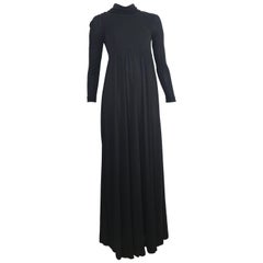 Joseph Magnin 1960s Black Jersey Maxi Dress Size 4. 