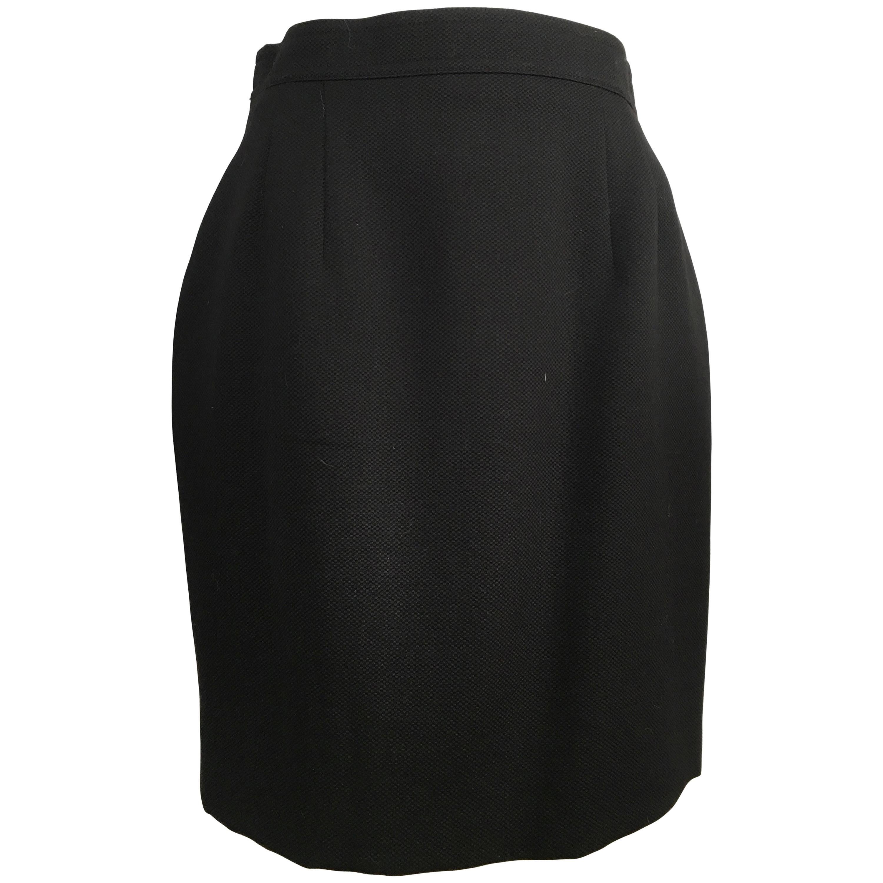 Karl Lagerfeld 1990s Black Wool Pencil Skirt Size 6. For Sale