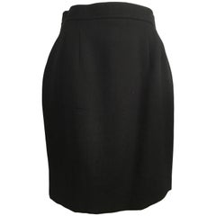 Retro Karl Lagerfeld 1990s Black Wool Pencil Skirt Size 6.