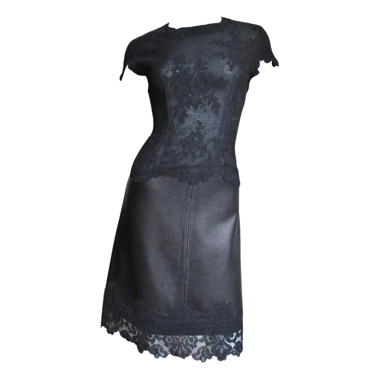 Gianni Versace Leather and Lace Dress For Sale