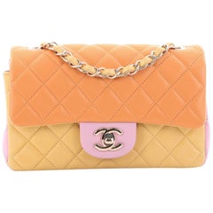 Chanel Tricolor Classic Single Flap Bag Quilted Lambskin Mini