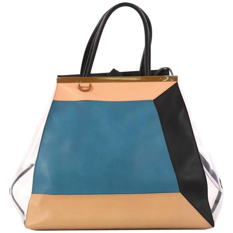 Fendi Color Block 2Jours Handbag Leather and PVC Large