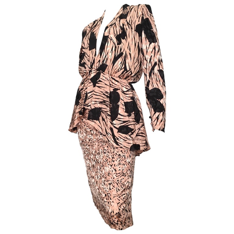 Saint Romei for Neiman Marcus 1980s Silk Dress Size 6. For Sale at 1stDibs