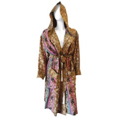 Printed Hooded Silk Robe