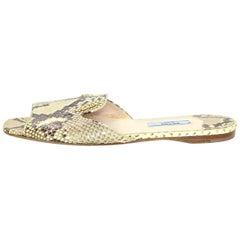 Prada Beige Python Open-Toe Mules Sz 38