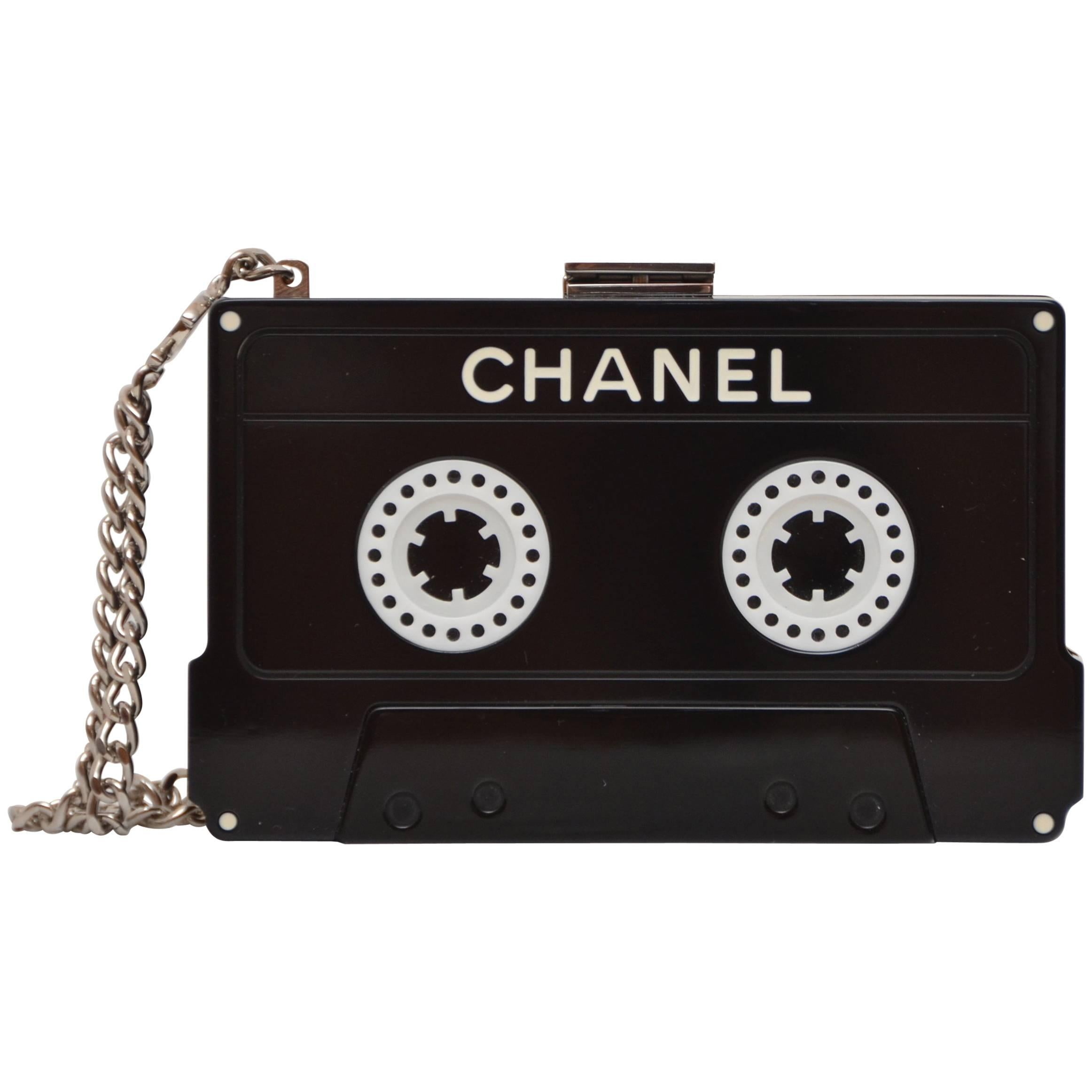 CHANEL Lucite Cassette Clutch Black 212815