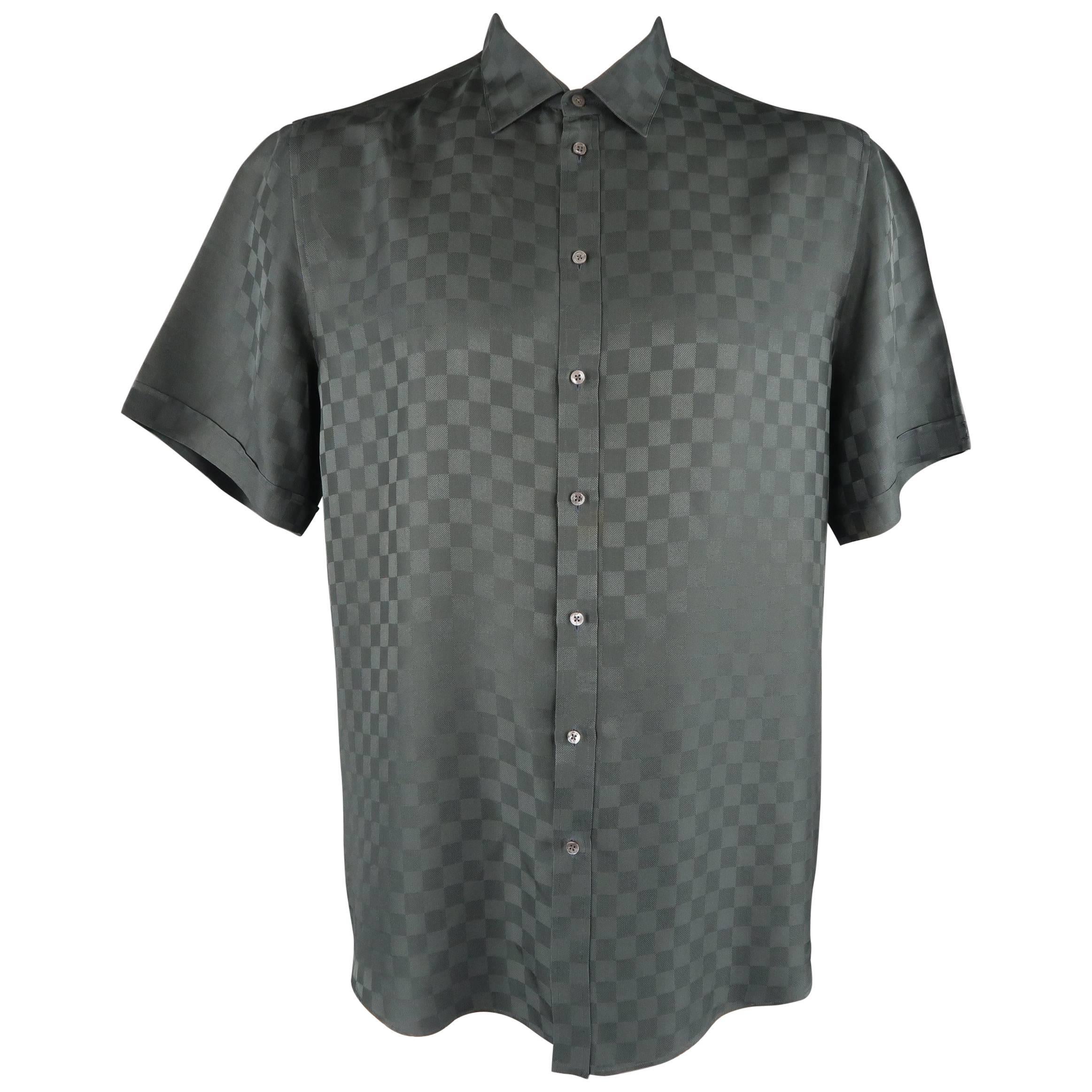 Louis Vuitton Size 18 Short Sleeve Button Up Shirt Light Green Shirt
