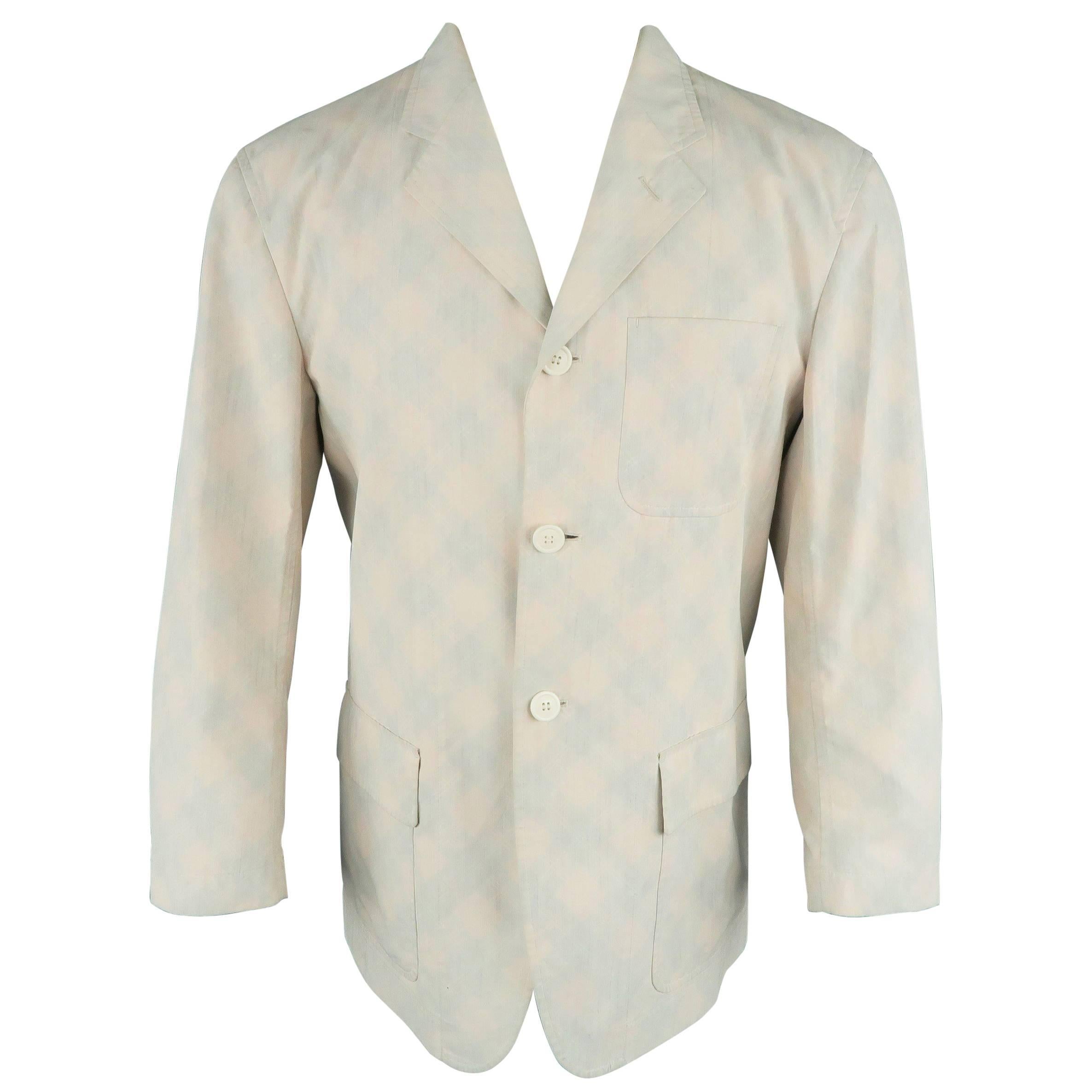 Issey Miyake Vintage Beige Reverse Argyle Cotton Pocket Sport Coat Jacket