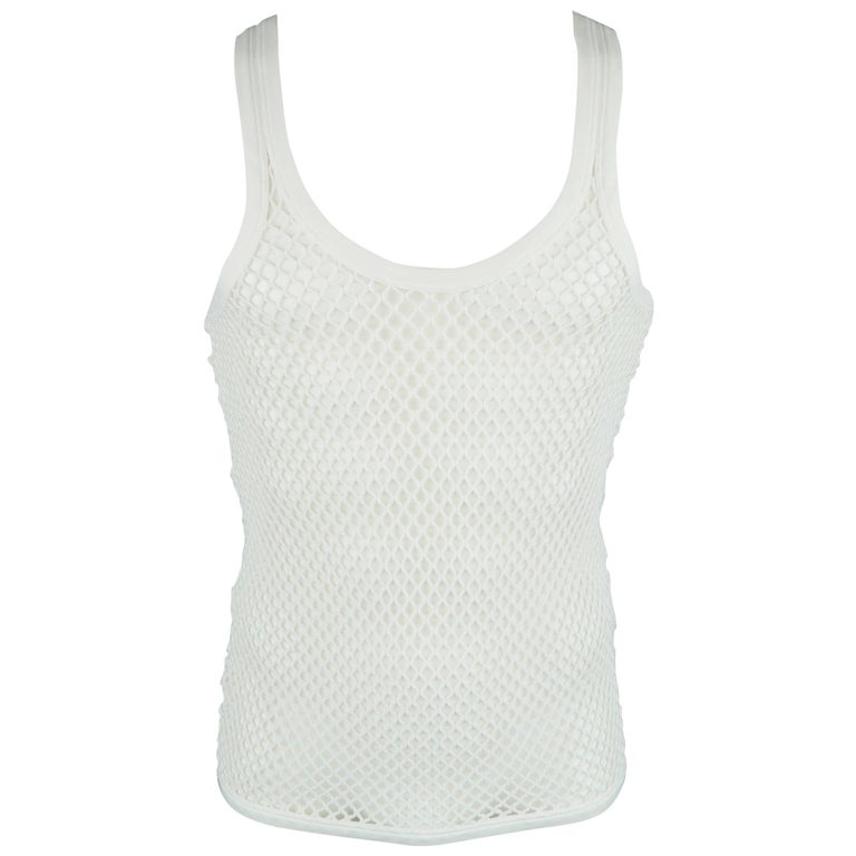 Burberry Prorsum White Mesh Cotton Tank Top at 1stDibs white