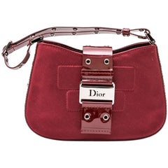 CHRISTIAN DIOR Mini Bag in Burgundy Satin and Patent Leather
