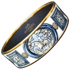 Hermès Vintage Enamel Bracelet Wedwood Ledoux 1974 Gold HDW Size 65 SO RARE