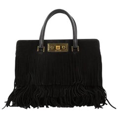 Saint Laurent Fringe Trois Clous Convertible Tote Suede Medium