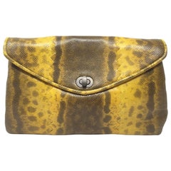 Bottega Veneta Mustard Yellow Lizard Clutch