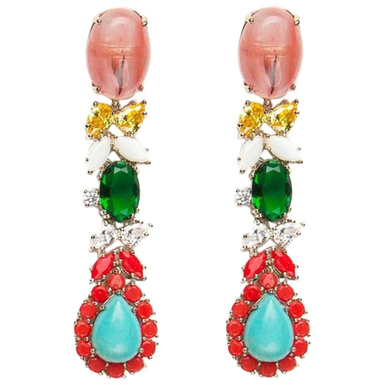 Dangling Earrings With Colorful Agates from IOSSELLIANI