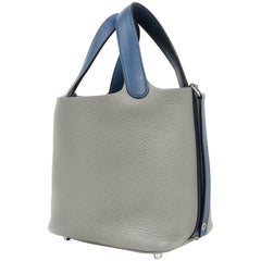 Hermes Picotin Lock Touch Bag 18cm Gris Mouette Blue Agate Limited Edition Neu