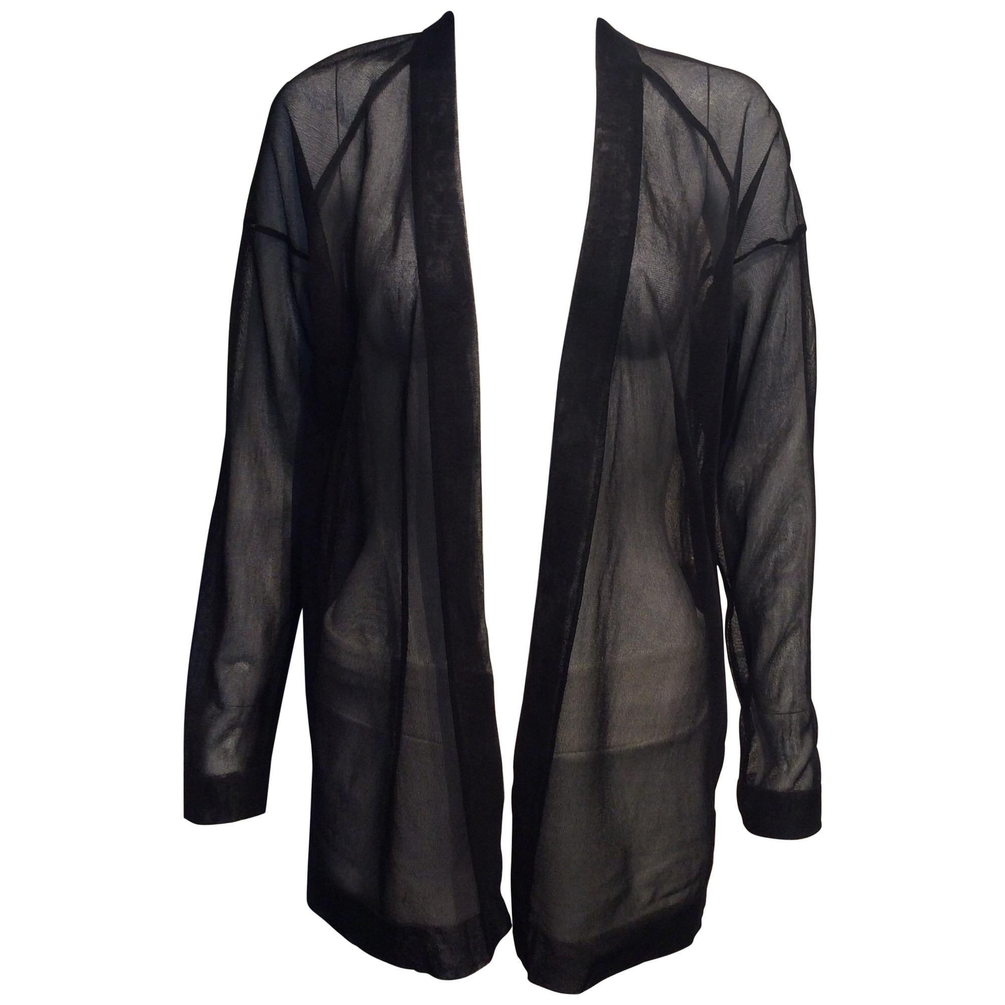 Alaia Black Silk Sheer Open Cardigan  For Sale