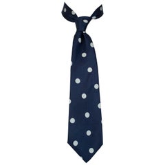 Navy and White Silk Polka Dot Necktie – Chicago, 1970s