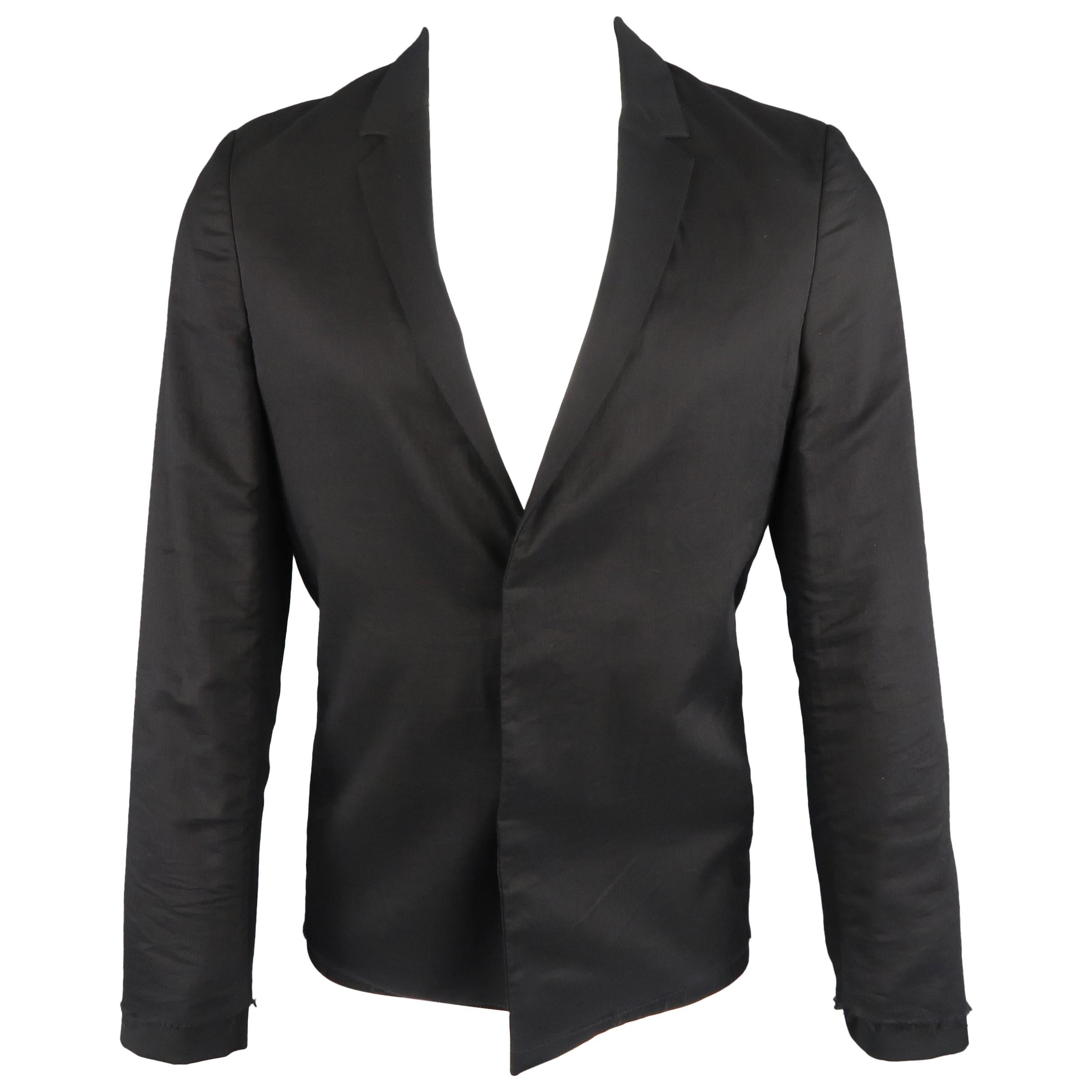 KRIS VAN ASSCHE 36 Regular Black Layered Raw Edge Wool Sport Coat Jacket