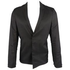 KRIS VAN ASSCHE 36 Regular Chaqueta deportiva de lana con bordes crudos y capas negras
