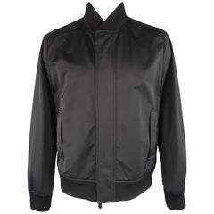 Berluti Black Suede Shoulder Hidden Placket Bomber Jacket