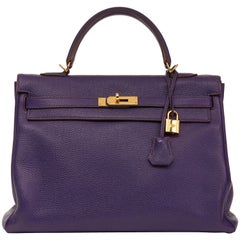 2010 Hermes Violet Togo Leather Kelly 35cm Retourne