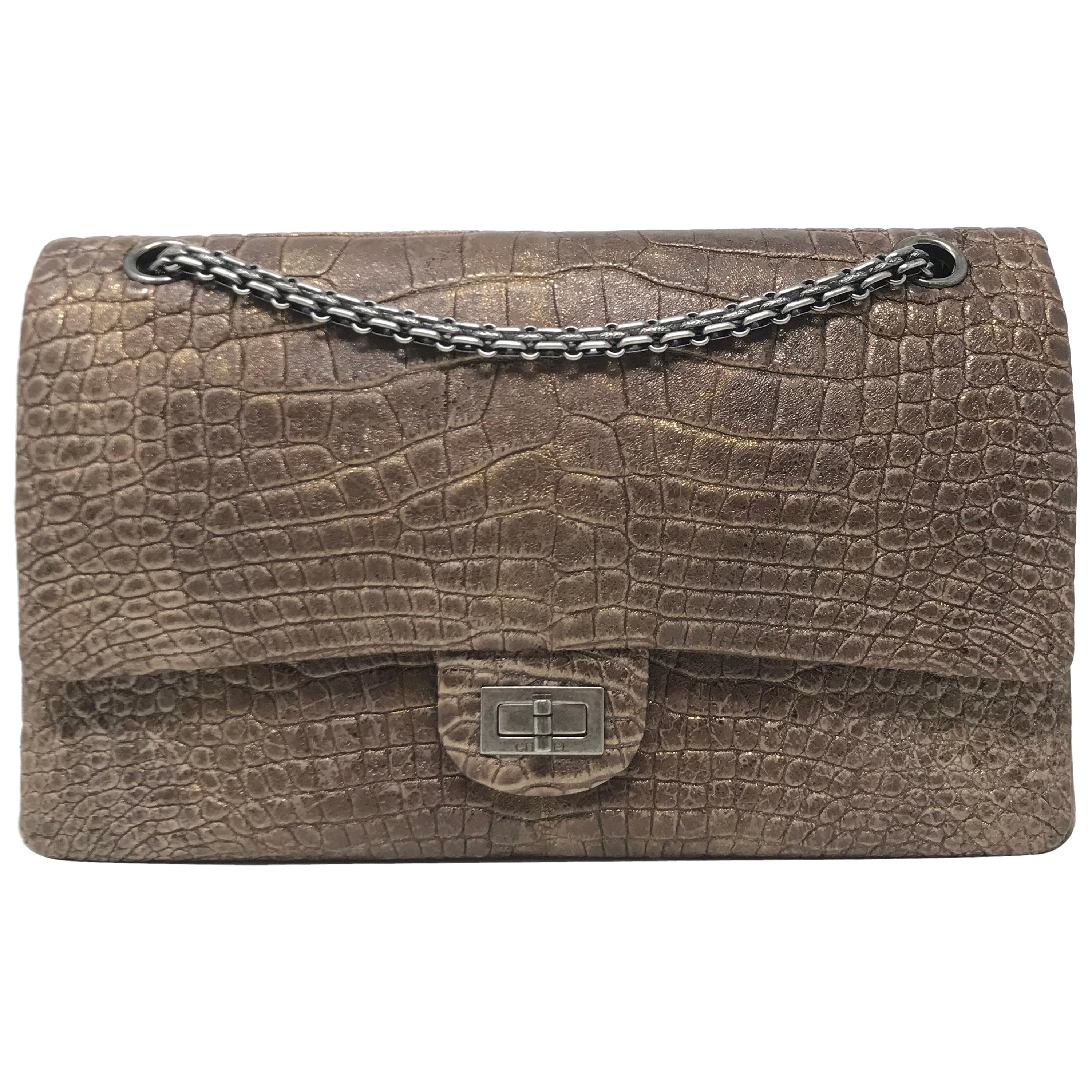 Chanel Alligator Reissue 2.55 Classic Double Flap Bag For Sale