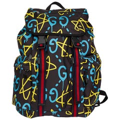 2017 Gucci Black, Blue 
Yellow Canvas GucciGhost Techpack Backpack