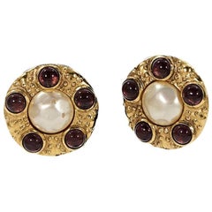 Multicolor Antique Chanel Clip-On Earrings