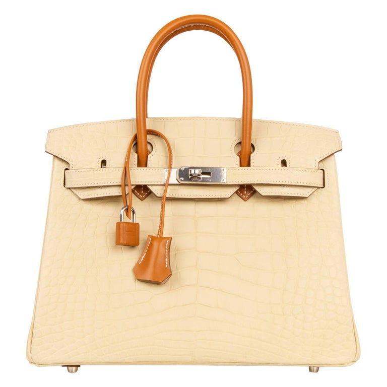 Hermes Birkin 30 Bag Touch Matte Vanille Alligator Veau Butler Palladium