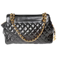 Chanel Black Lambskin Shoulder Bag with Gold Hardware