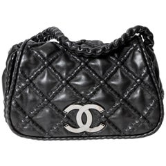 Chanel Covered Chain Lambskin Shoulder Bag in Black with Rhodium Hardware