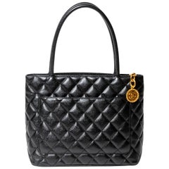 Chanel Black Caviar Medallion Tote with Dustbag