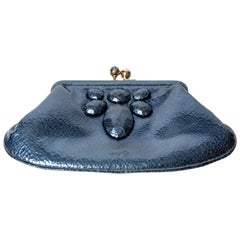 Anya Hindmarch Cracked Metallic Foil Leather Clutch 