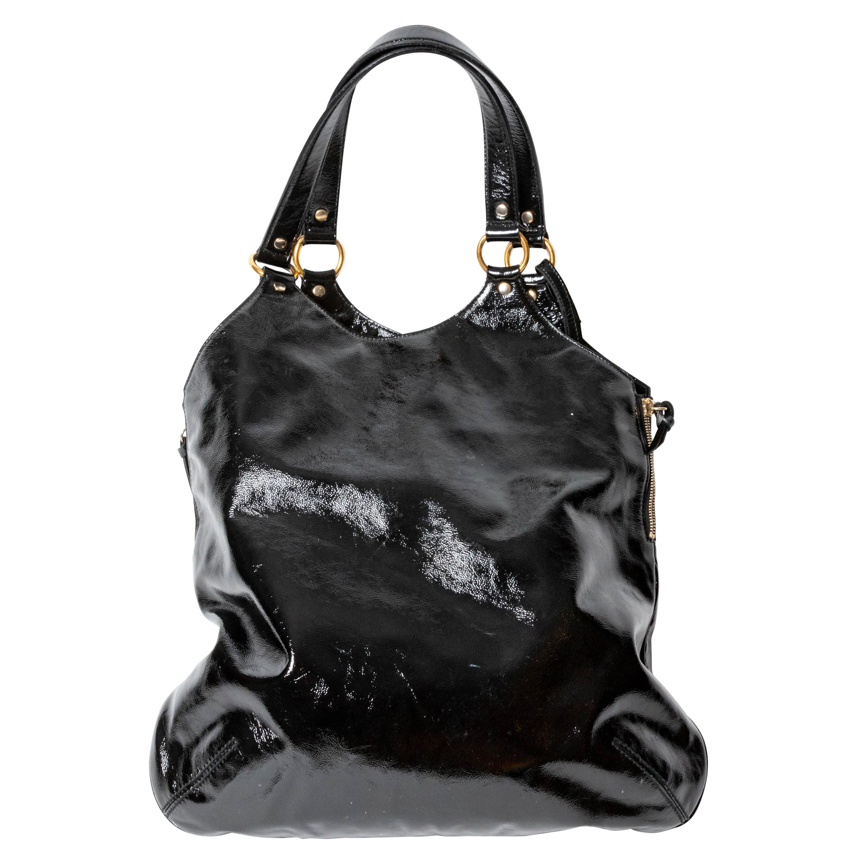 Yves St Laurent Black Patent Tribute Bag -  Very Good Condition For Sale