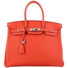 Hermes Birkin Handbag Feu Togo with Palladium Hardware 35