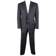 Tom Ford Men's Black Stripe Wool Notch Lapel Suit