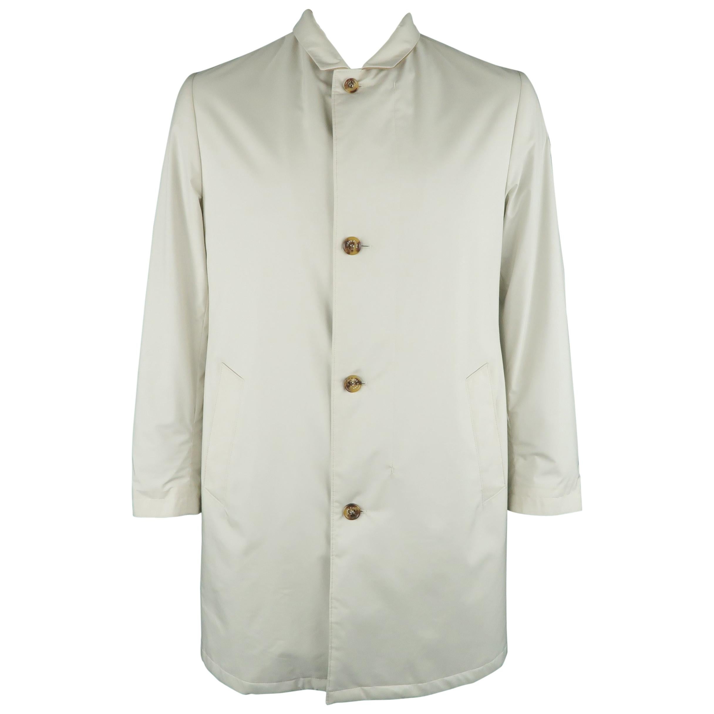 Men's LORO PIANA M Khaki Polyester Blend Cashmere Lined Car Coat