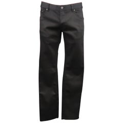 PRADA Size 34 Black Cotton Coated Denim Tight Fit Jeans