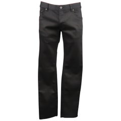 PRADA 34 Black Cotton Blend Coated Denim Tight Fit Jeans