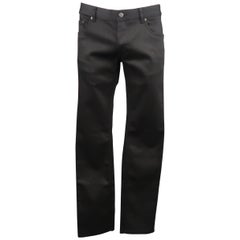 Men's PRADA Size 34 - Black Cotton Blend Coated Denim Tight Fit Jeans