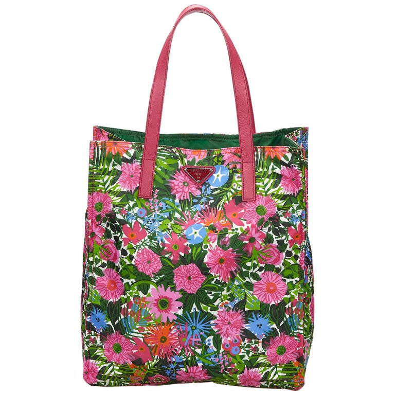 Prada Green x Dark Green x Multi Tessuto Stampato Nylon Tote Bag For