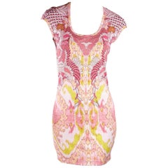 Pink & Yellow Roberto Cavalli Printed Mini Dress