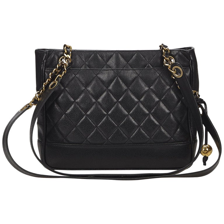 Chanel Black Matelasse Caviar Leather Shoulder Bag For Sale at 1stDibs