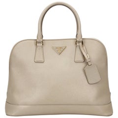 Prada Brown x Beige Saffiano Leather Handbag