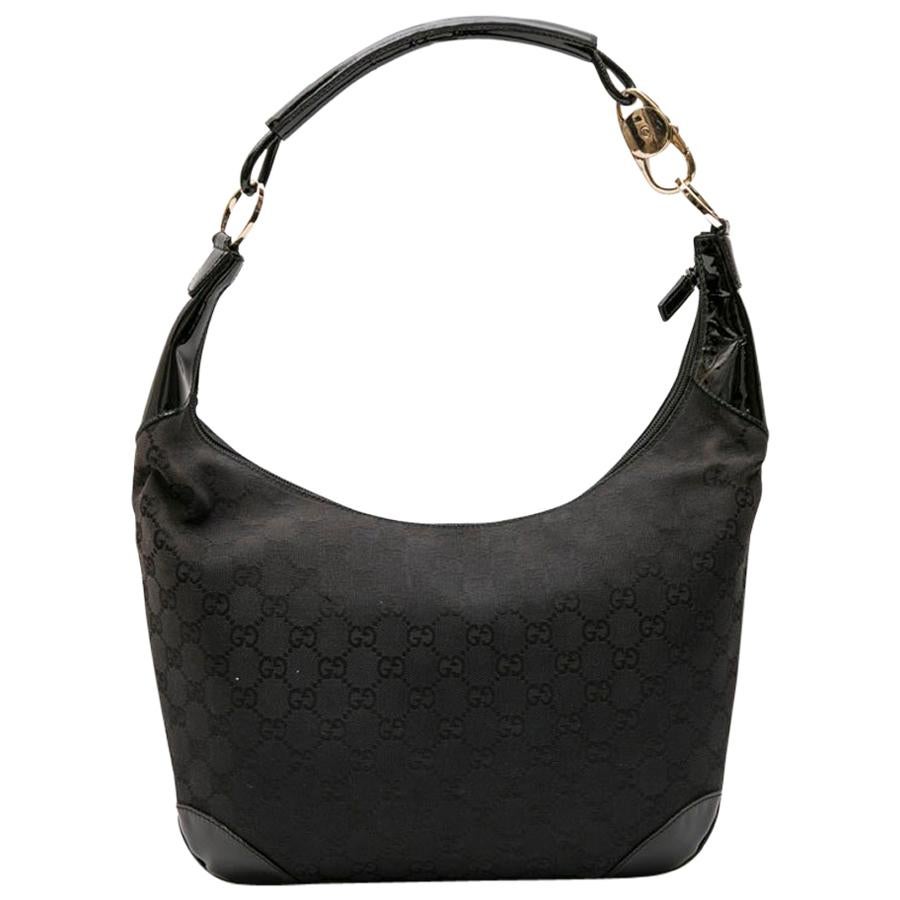 GUCCI Bag in Black Monogram Canvas and Patent Leather