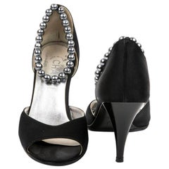 CHANEL High Heels in Black Duchess Satin Size 37FR