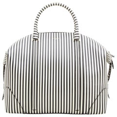 Givenchy Black Striped White Leather Weekend Bag