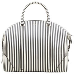 Givenchy Black Striped White Leather Weekend Bag 